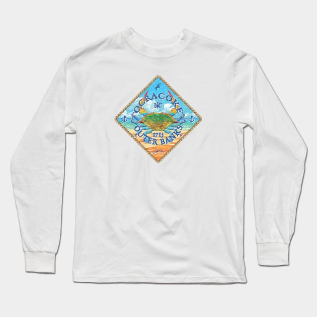 Ocracoke, Outer Banks, North Carolina Blue Crab on Beach Long Sleeve T-Shirt by jcombs